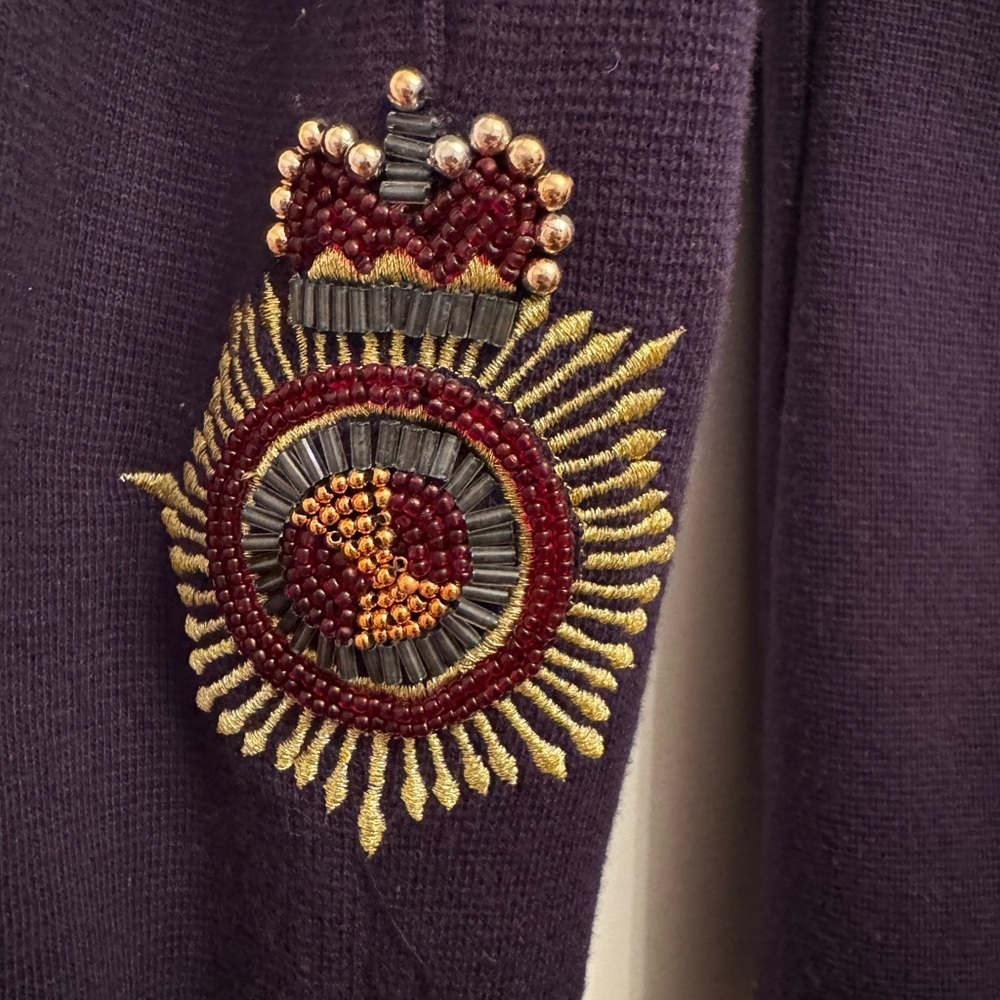 Vtg ADRIENNE VITTADINI Jeweled Beaded Trophy Soft Cotton Knit Jacket Sz S - Picture 9 of 10